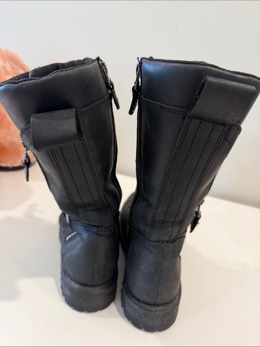 Harley-Davidson Black Lace-Up Combat Boots with Side Zips - Picture 3 of 13